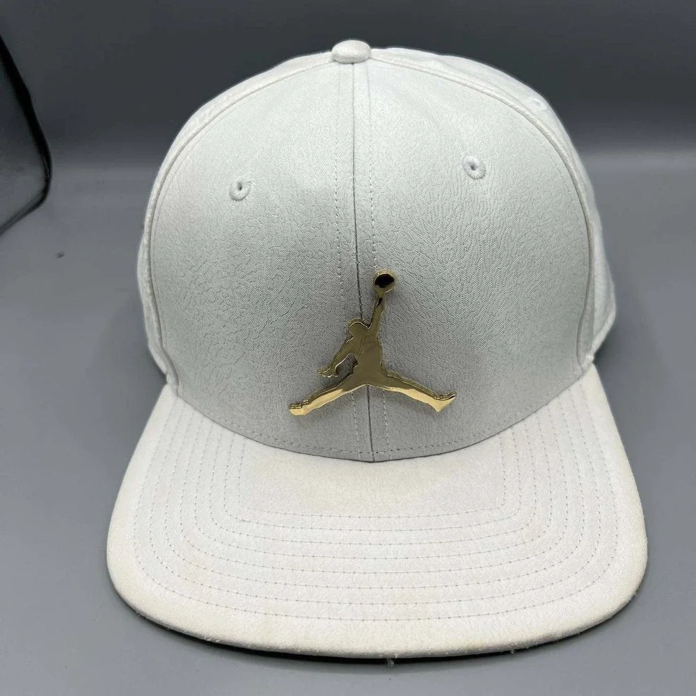 Air Jordan‎ Hat Men White Cement Elephant Gold Metal Jumpman Snap Back Cap